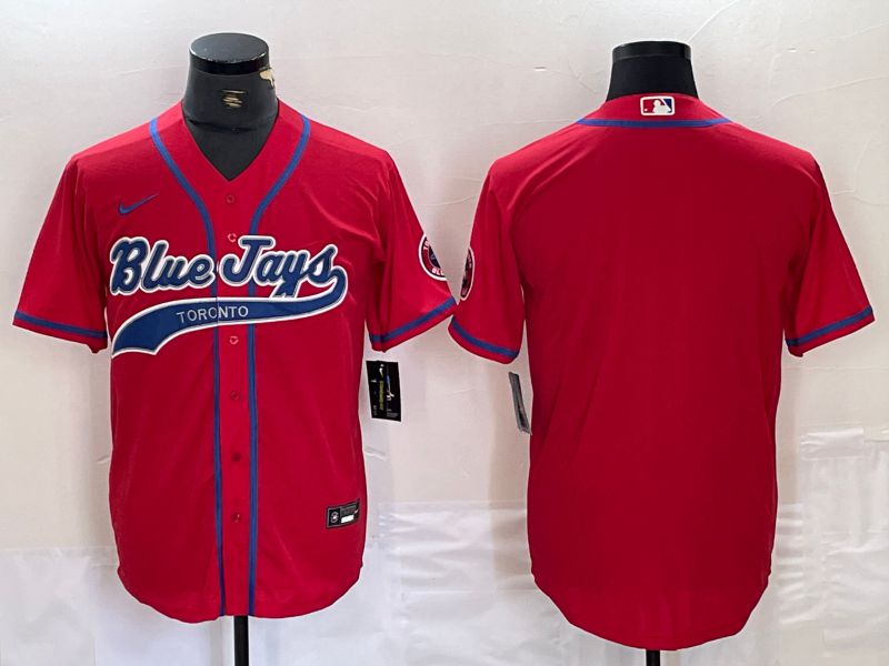 Men Toronto Blue Jays Blank Red Nike Game MLB Jersey style 1